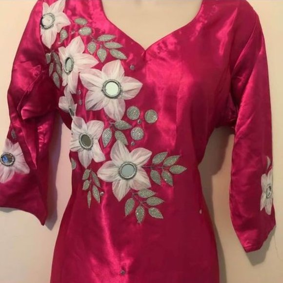 pink and white salwar set - Picture 4 of 7